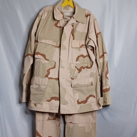 Army Military Jacket & Pants Mens Large Long Desert Sand Long Sleeve Cargo - Picture 1 of 15